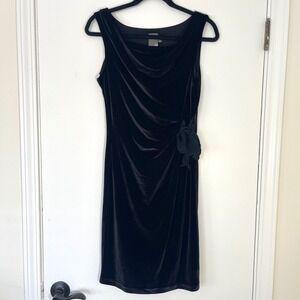 Taylor Dresses Black Velvet Sleeveless Ruched Sheath Cocktail Party Dress Size 6